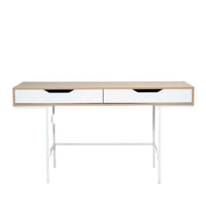 ESCRITORIO BRISTOL 140*60*76 CM MELAMINE/METAL NATURAL/BLANCO